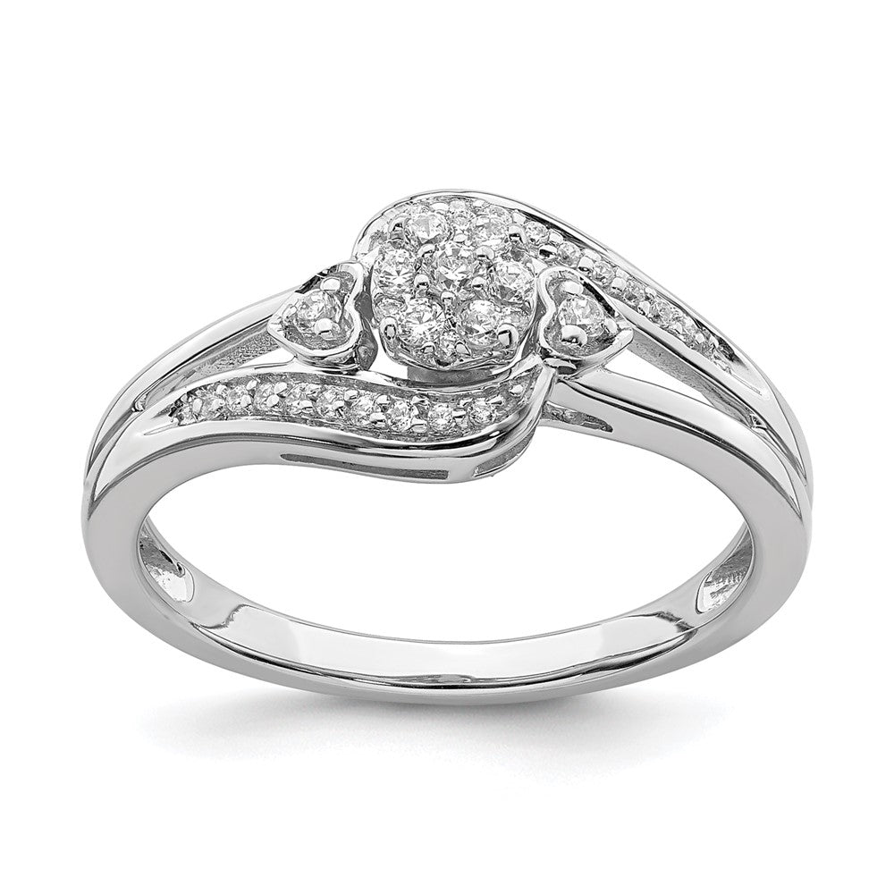 10K Weißgold Verlobungsring mit 0,2 ct. im Labor gezüchteten Diamanten VS/SI+ G+, komplettes Cluster-Design