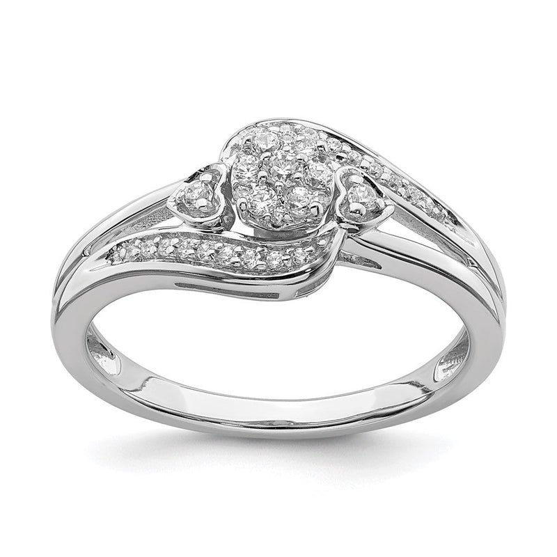 10K Weißgold Verlobungsring mit 0,2 ct. im Labor gezüchteten Diamanten VS/SI+ G+, komplettes Cluster-Design