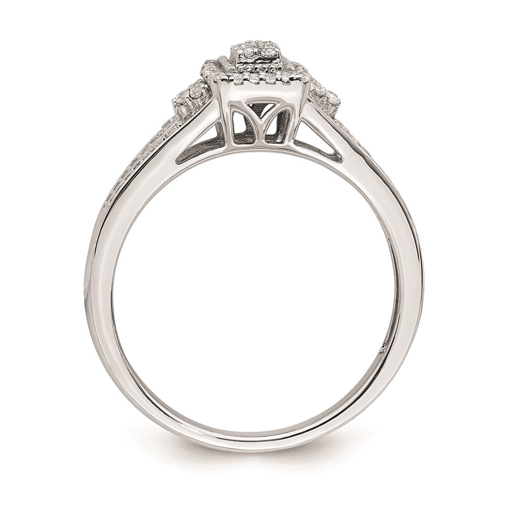 14K Weißgold Verlobungsring mit Diamant-Cluster (echte Diamanten)