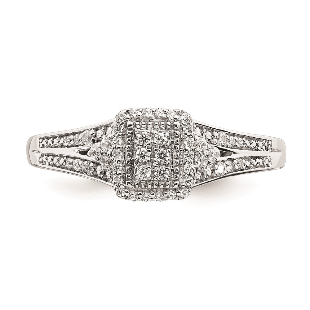 14K Weißgold Verlobungsring mit Diamant-Cluster (echte Diamanten)
