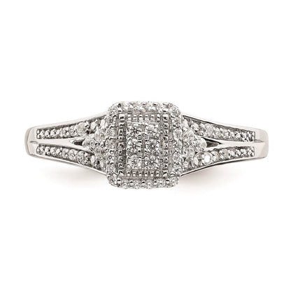 14K Weißgold Verlobungsring mit Diamant-Cluster (echte Diamanten)
