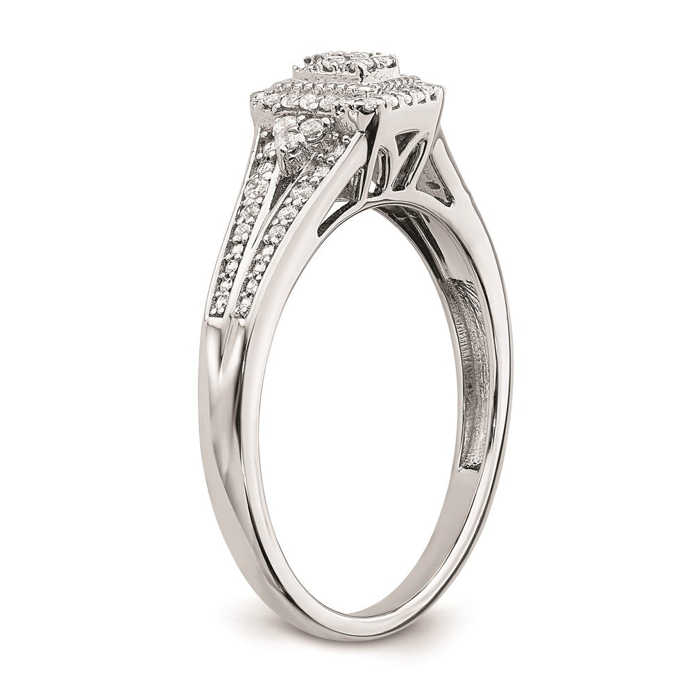 14K Weißgold Verlobungsring mit Diamant-Cluster (echte Diamanten)