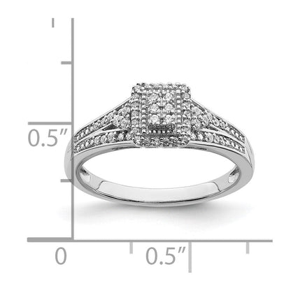 14K Weißgold Verlobungsring mit Diamant-Cluster (echte Diamanten)