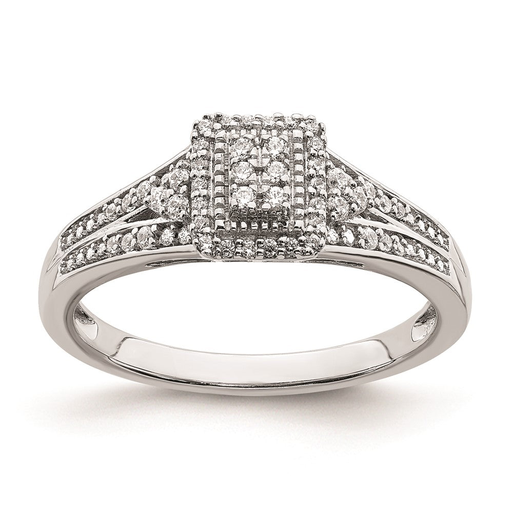 14K Weißgold Verlobungsring mit Diamant-Cluster (echte Diamanten)
