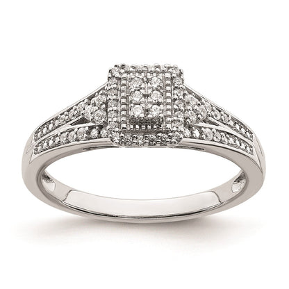14K Weißgold Verlobungsring mit Diamant-Cluster (echte Diamanten)