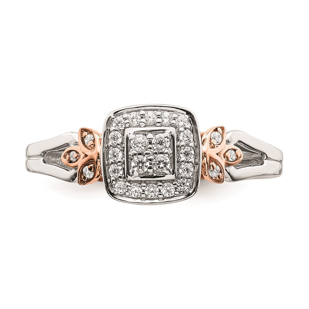 14K Weiß- und Roségold Verlobungsring mit echten Diamanten im Cluster-Design