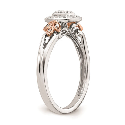 14K Weiß- und Roségold Verlobungsring mit echten Diamanten im Cluster-Design