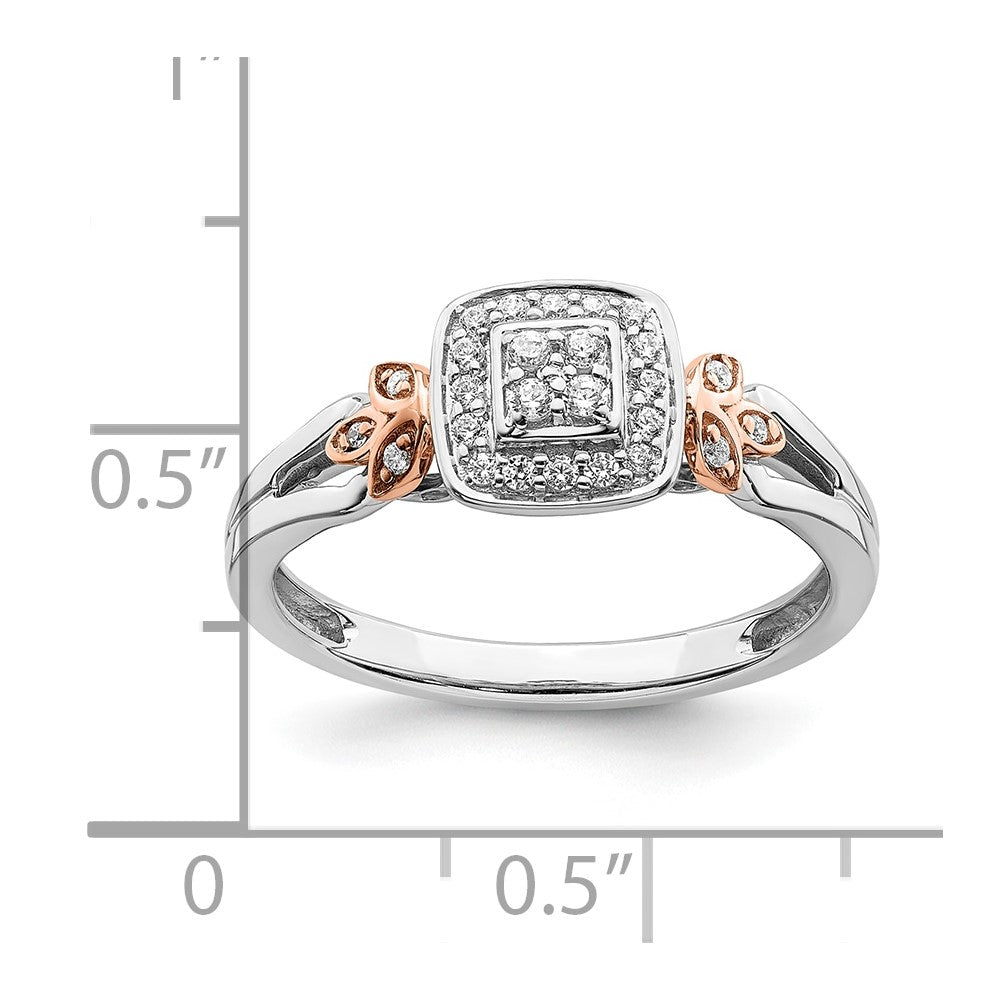 14K Weiß- und Roségold Verlobungsring mit echten Diamanten im Cluster-Design
