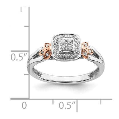 14K Weiß- und Roségold Verlobungsring mit echten Diamanten im Cluster-Design