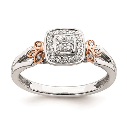 14K Weiß- und Roségold Verlobungsring mit echten Diamanten im Cluster-Design