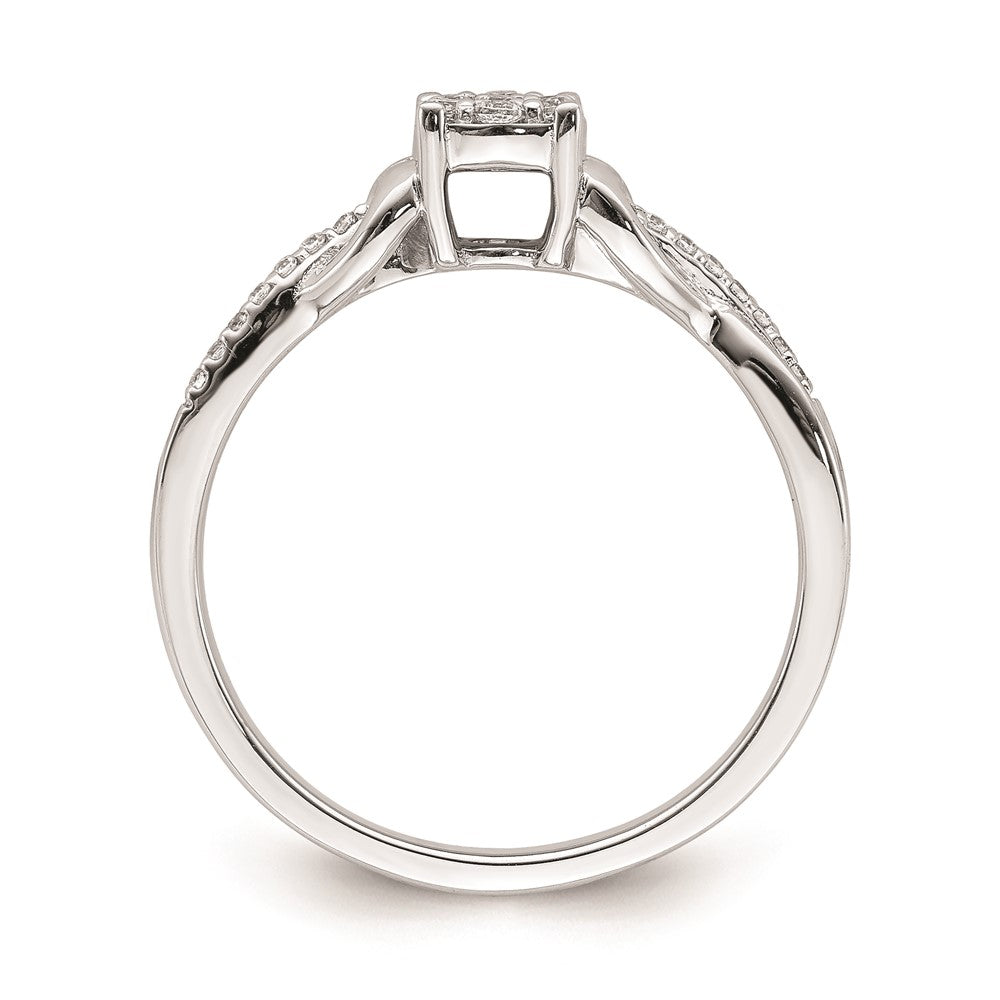 14K Weißgold Verlobungsring mit echtem Diamant-Cluster