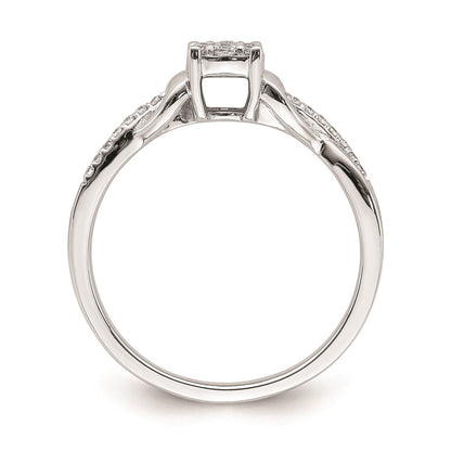 14K Weißgold Verlobungsring mit echtem Diamant-Cluster