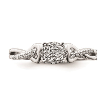 14K Weißgold Verlobungsring mit echtem Diamant-Cluster