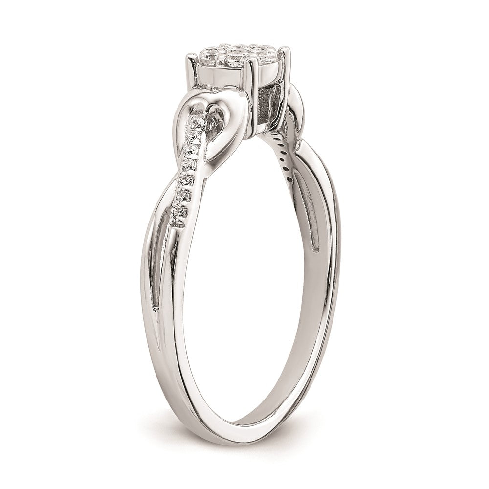 14K Weißgold Verlobungsring mit echtem Diamant-Cluster