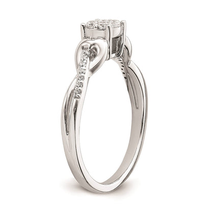 14K Weißgold Verlobungsring mit echtem Diamant-Cluster