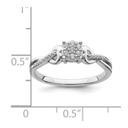 14K Weißgold Verlobungsring mit echtem Diamant-Cluster