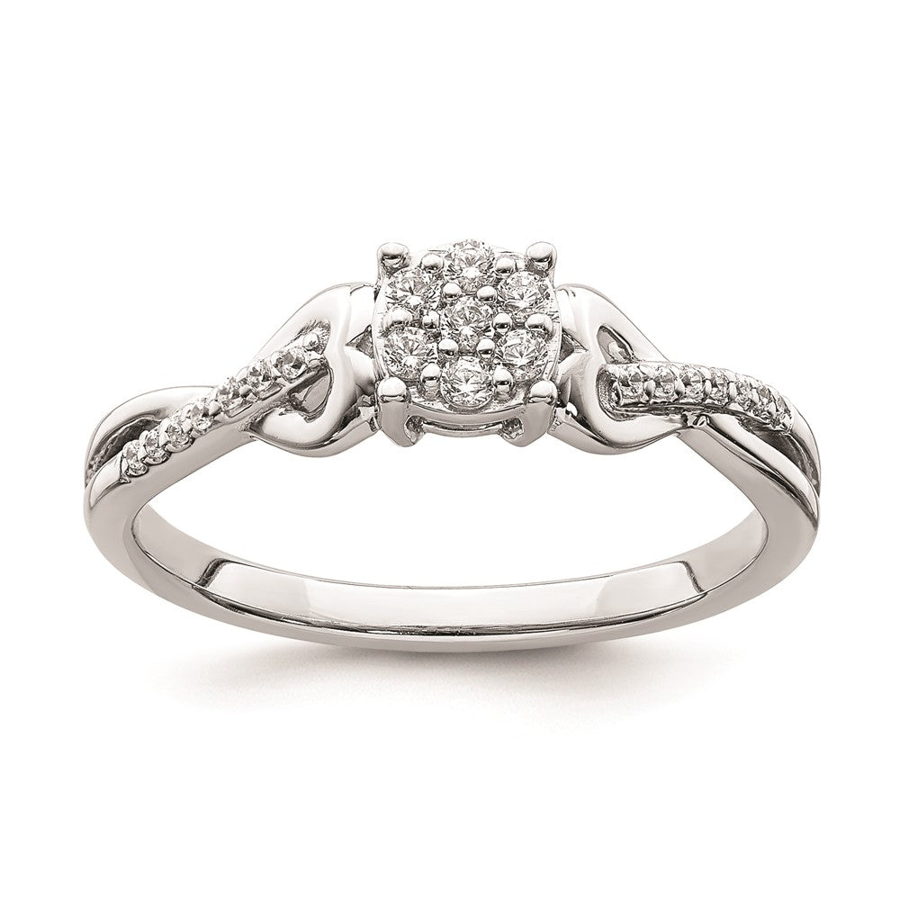 14K Weißgold Verlobungsring mit echtem Diamant-Cluster