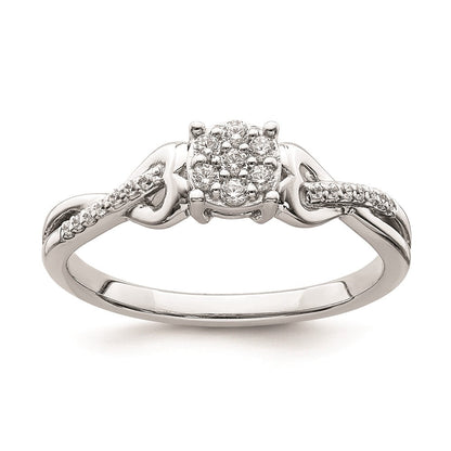 14K Weißgold Verlobungsring mit echtem Diamant-Cluster