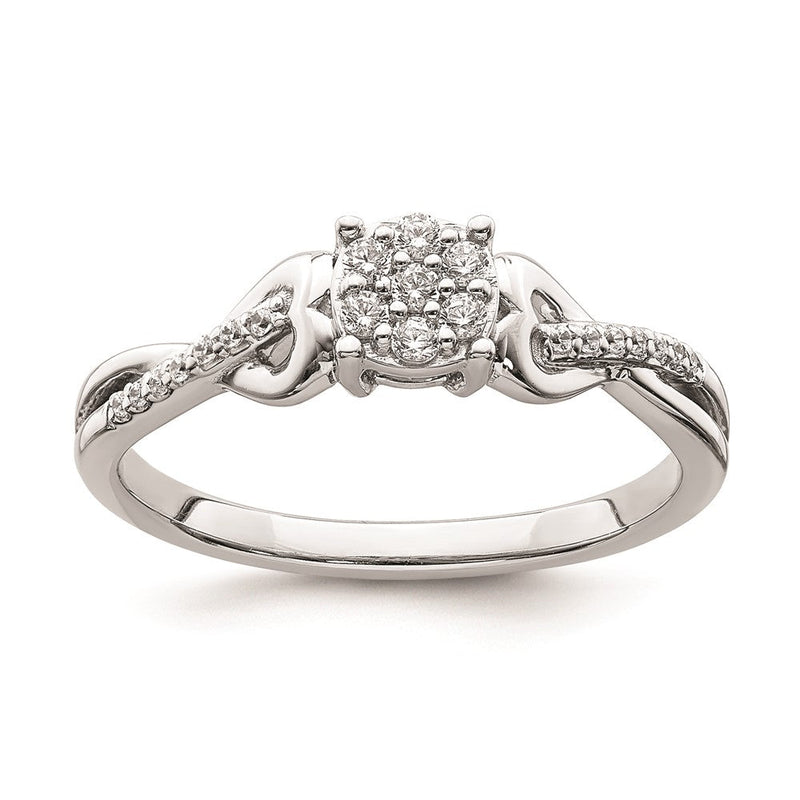 14K Weißgold Verlobungsring mit echtem Diamant-Cluster
