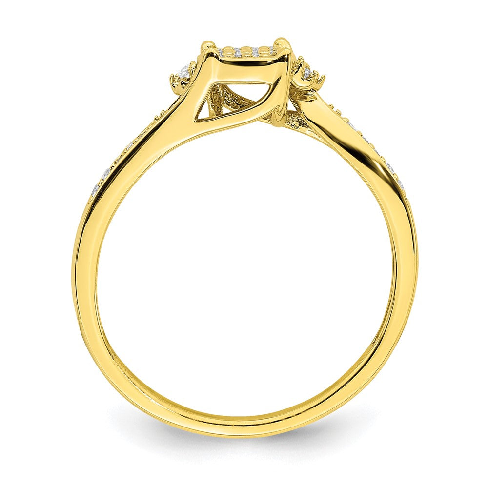 10K Gelbgold Verlobungsring mit echtem Diamant-Cluster