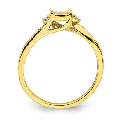 10K Gelbgold Verlobungsring mit echtem Diamant-Cluster