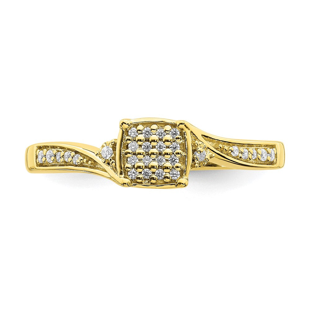 10K Gelbgold Verlobungsring mit echtem Diamant-Cluster