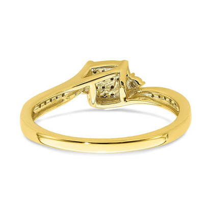 10K Gelbgold Verlobungsring mit echtem Diamant-Cluster