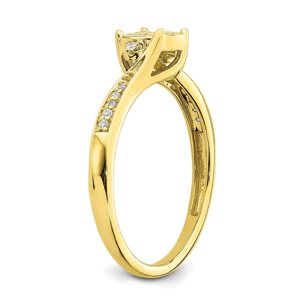 10K Gelbgold Verlobungsring mit echtem Diamant-Cluster