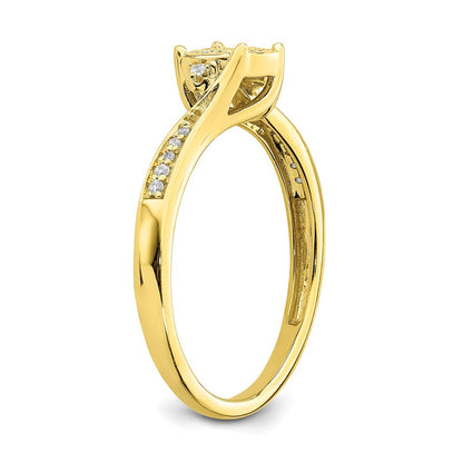 10K Gelbgold Verlobungsring mit echtem Diamant-Cluster