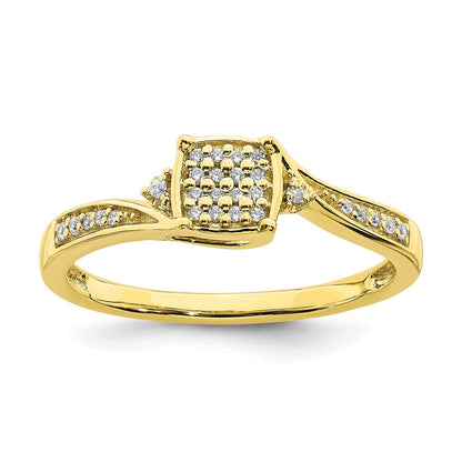 10K Gelbgold Verlobungsring mit echtem Diamant-Cluster
