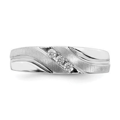 14K Weißgold Herren Ring mit echten Diamanten