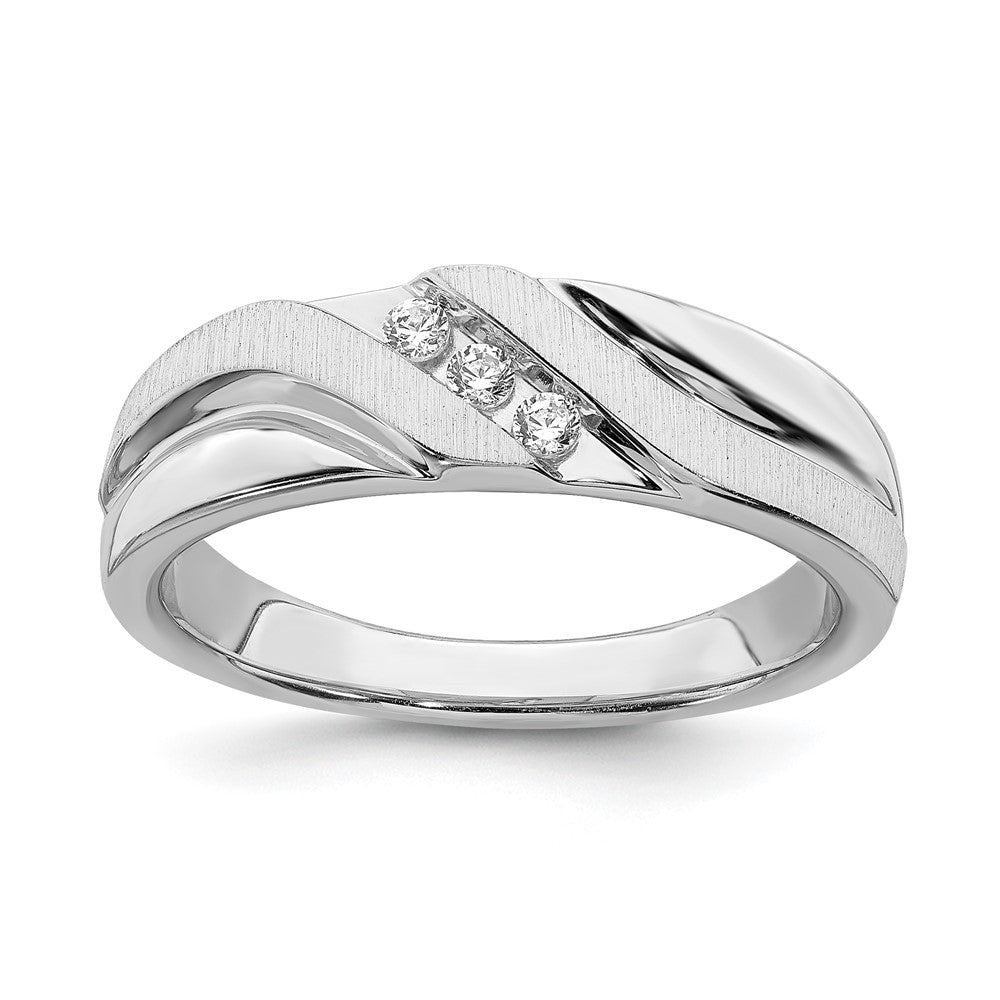 14K Weißgold Herren Ring mit echten Diamanten