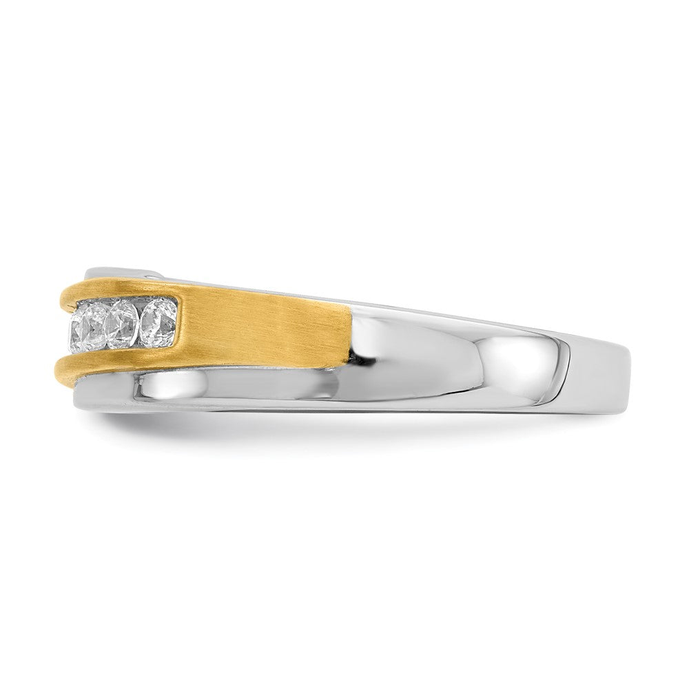 14K Weiß- und Gelbgold Herren-Trauring mit echten Diamanten