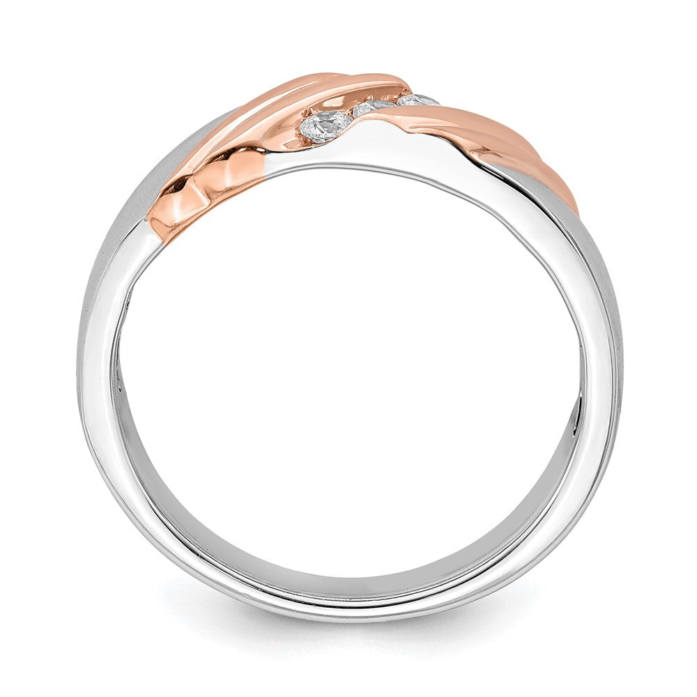 14K Weiß- & Roségold Brautring für Herren mit echten Diamanten