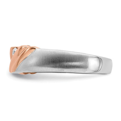 14K Weiß- & Roségold Brautring für Herren mit echten Diamanten