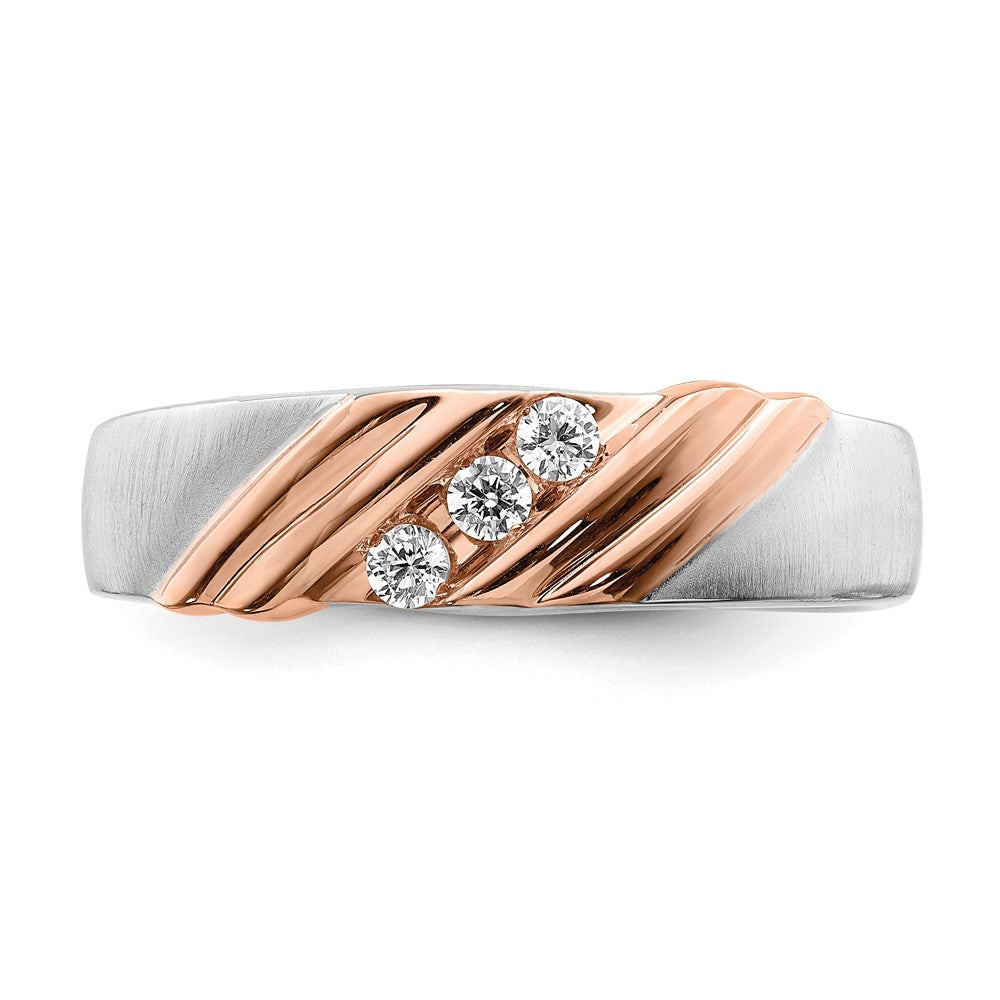 14K Weiß- & Roségold Brautring für Herren mit echten Diamanten