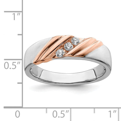 14K Weiß- & Roségold Brautring für Herren mit echten Diamanten