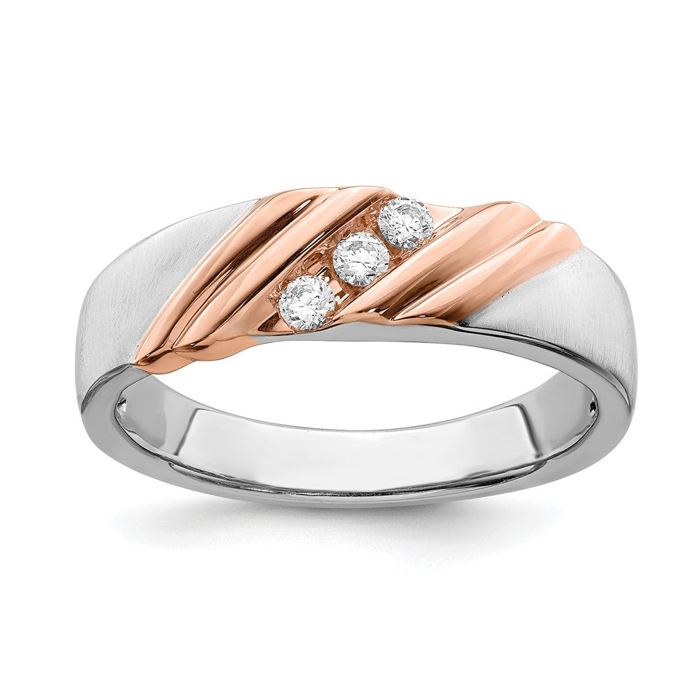 14K Weiß- & Roségold Brautring für Herren mit echten Diamanten