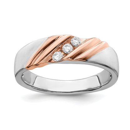 14K Weiß- & Roségold Brautring für Herren mit echten Diamanten