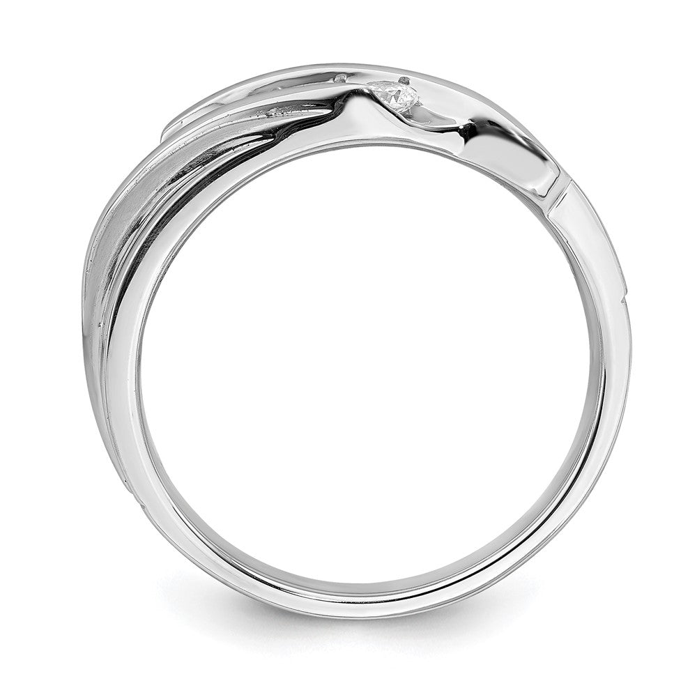 14K Weißgold Herren Echt Diamant Trauring