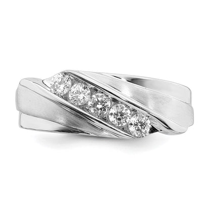 14K Weißgold Herren Echt Diamant Trauring