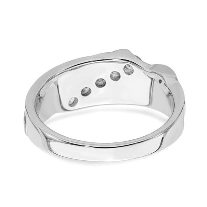 14K Weißgold Herren Echt Diamant Trauring