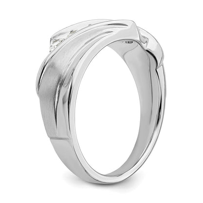 14K Weißgold Herren Echt Diamant Trauring