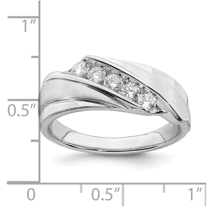 14K Weißgold Herren Echt Diamant Trauring