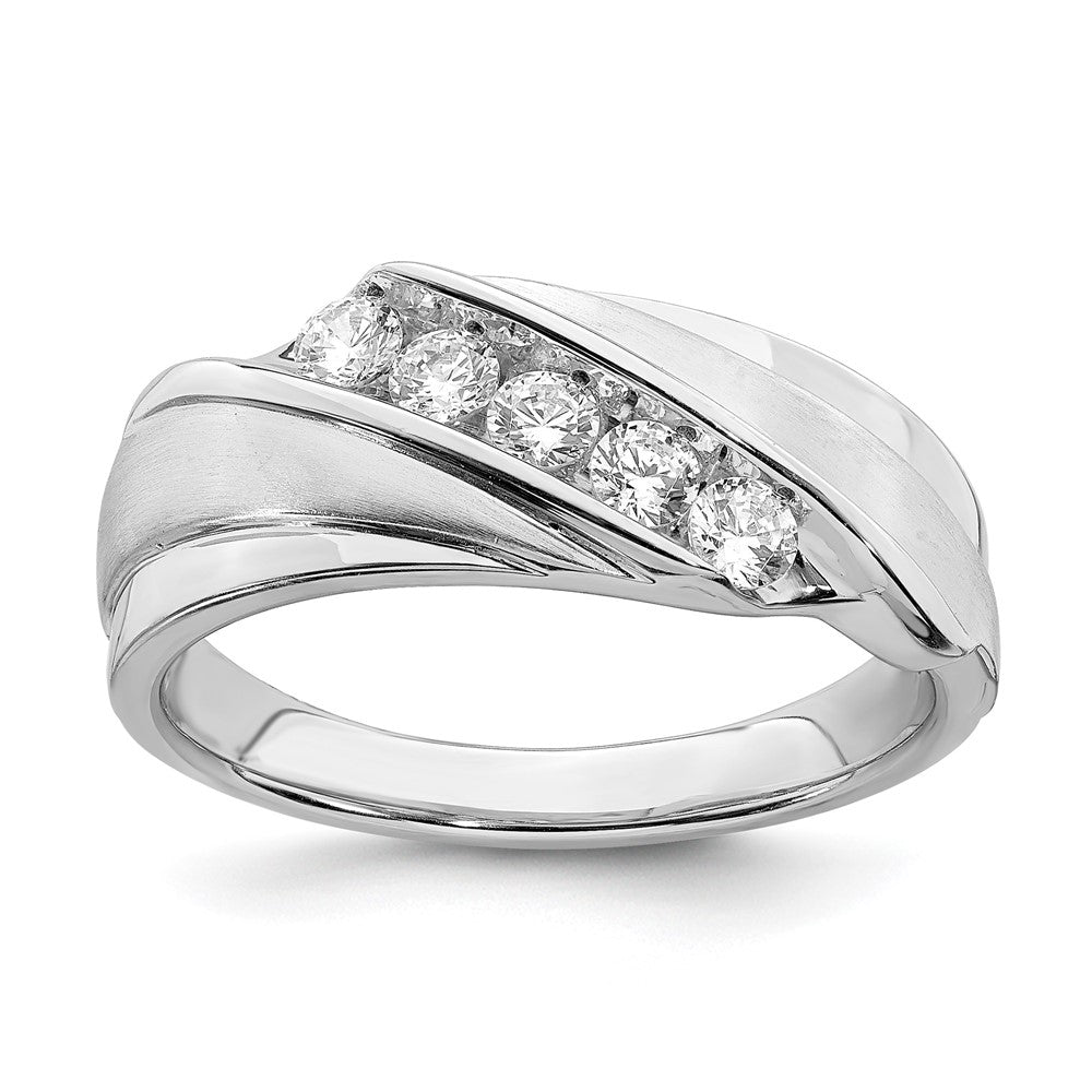 14K Weißgold Herren Echt Diamant Trauring