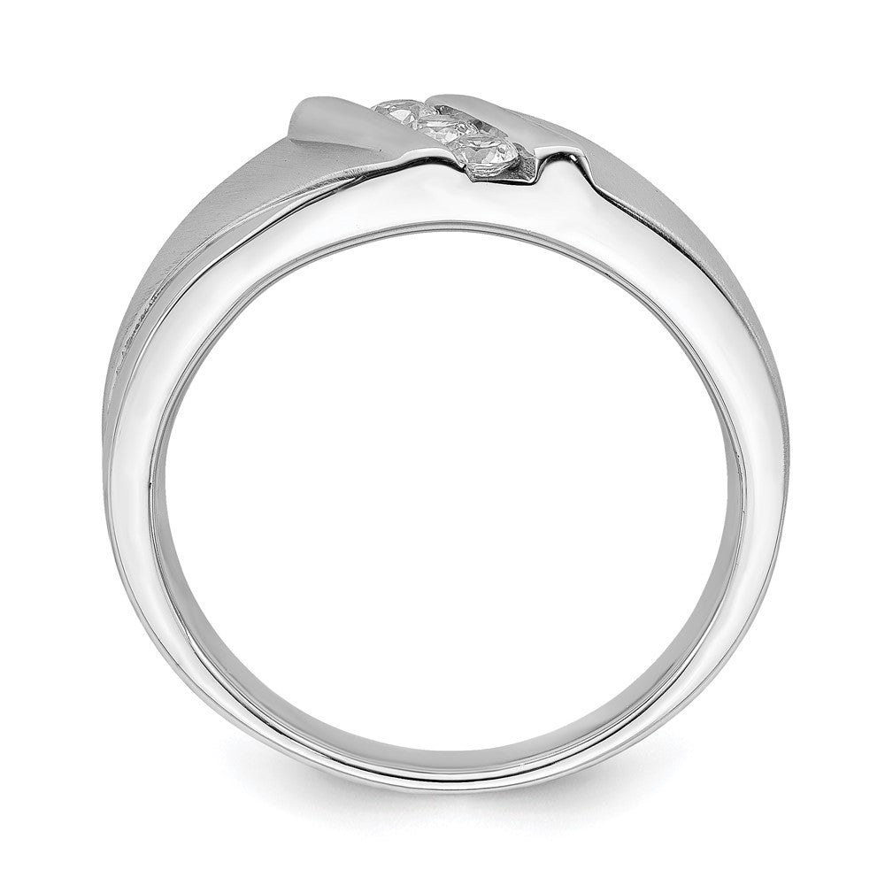 14K Weißgold Herren-Ring mit echten Diamanten