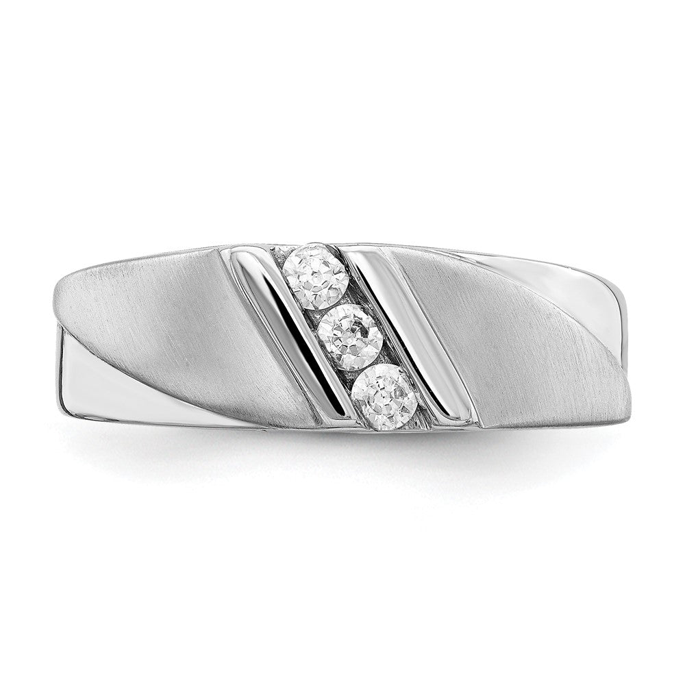 14K Weißgold Herren-Ring mit echten Diamanten