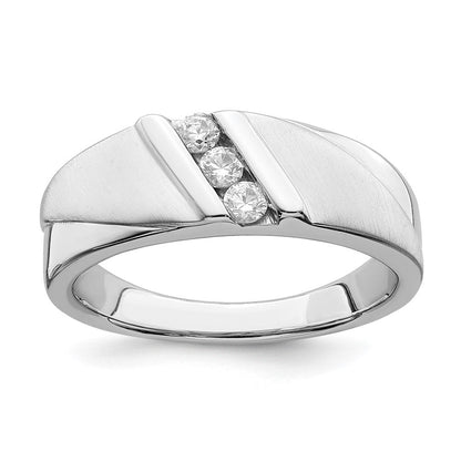 14K Weißgold Herren-Ring mit echten Diamanten
