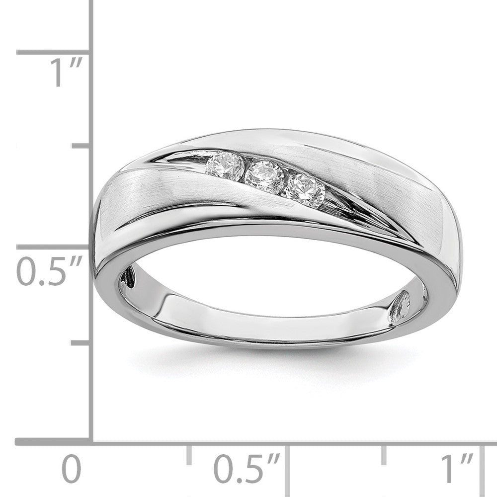 14K Weißgold Herren Diamant Trauring