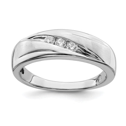 14K Weißgold Herren Diamant Trauring